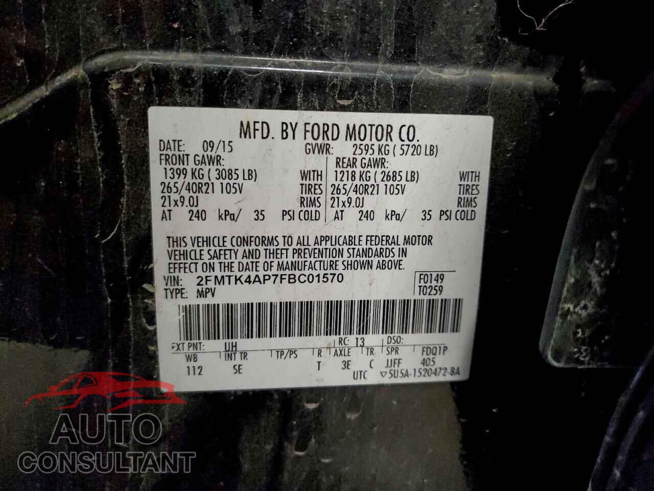 FORD EDGE 2015 - 2FMTK4AP7FBC01570