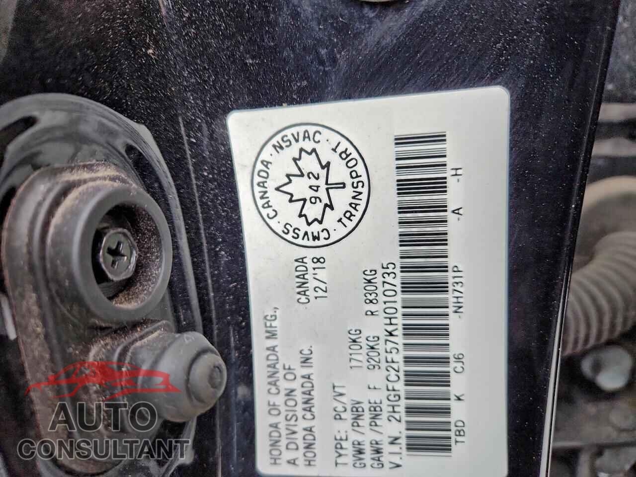 HONDA CIVIC 2019 - 2HGFC2F57KH010735