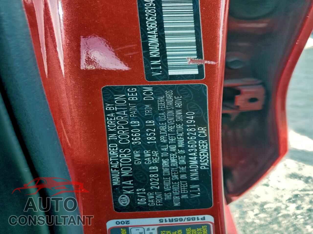 KIA RIO 2013 - KNADM4A36D6281940