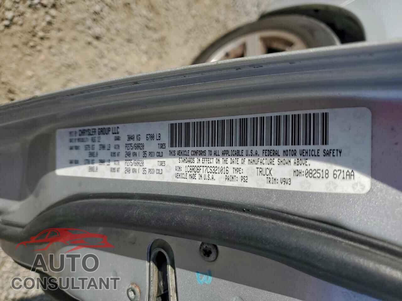 DODGE RAM 1500 2012 - 1C6RD6FT7CS321016