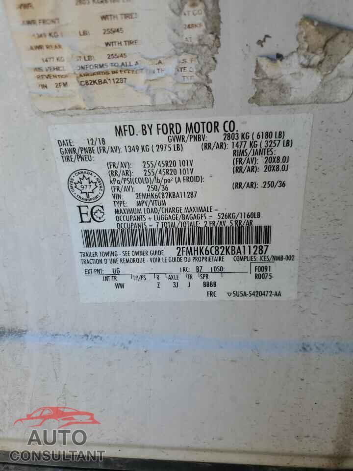 FORD FLEX 2019 - 2FMHK6C82KBA11287