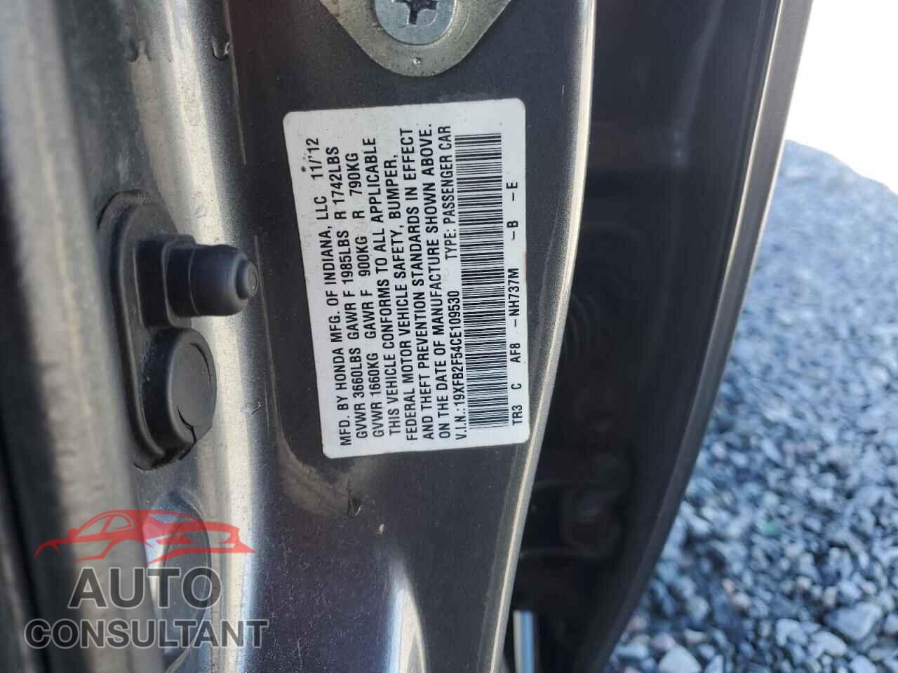 HONDA CIVIC 2012 - 19XFB2F54CE109530