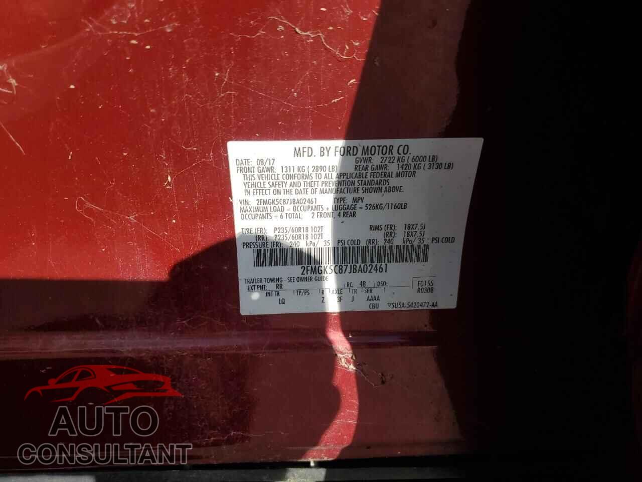 FORD FLEX 2018 - 2FMGK5C87JBA02461