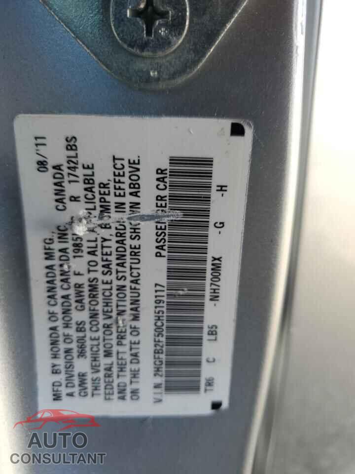 HONDA CIVIC 2012 - 2HGFB2F50CH519117