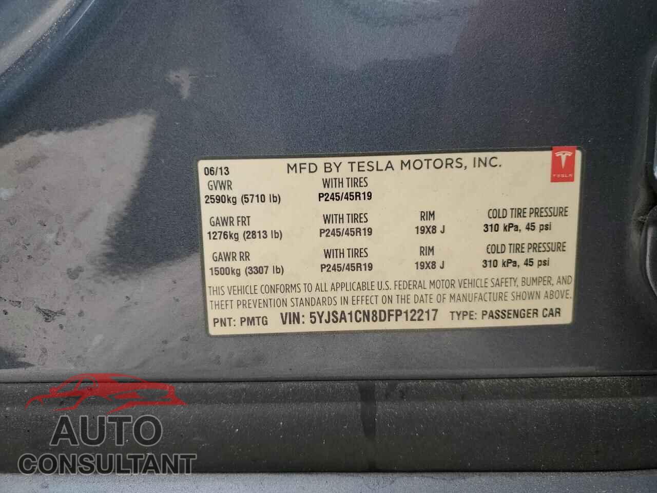 TESLA MODEL S 2013 - 5YJSA1CN8DFP12217