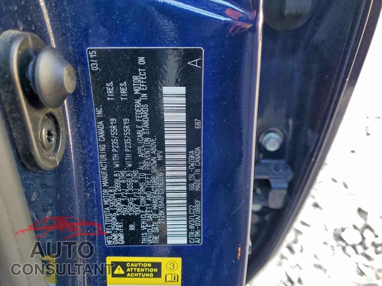 LEXUS RX350 2015 - 2T2BK1BA0FC316376