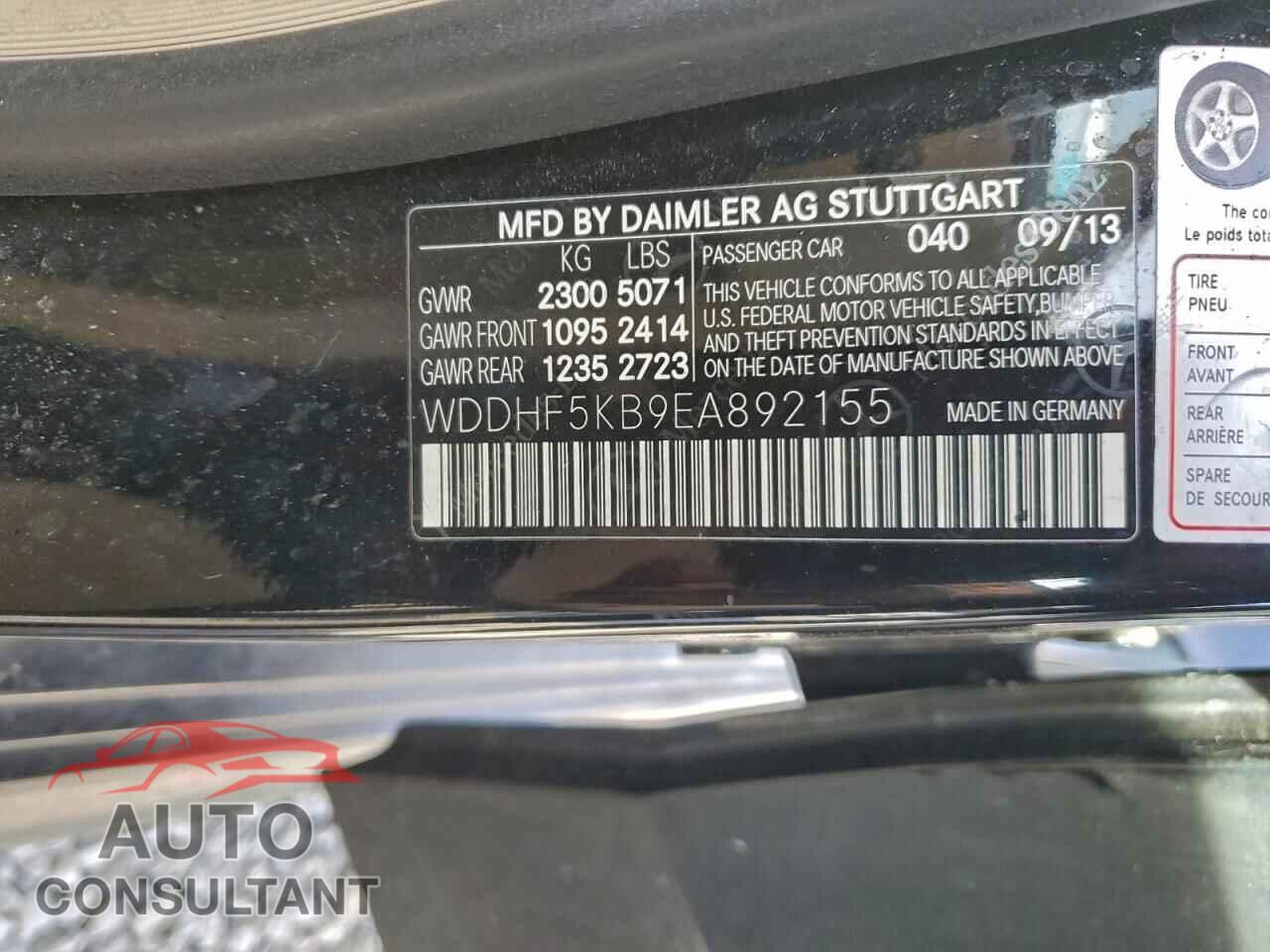 MERCEDES-BENZ E-CLASS 2014 - WDDHF5KB9EA892155