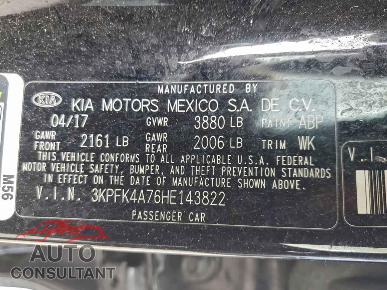 KIA FORTE 2017 - 3KPFK4A76HE143822