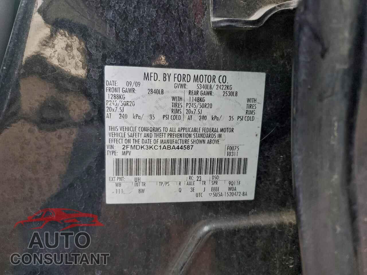 FORD EDGE 2010 - 2FMDK3KC1ABA44587