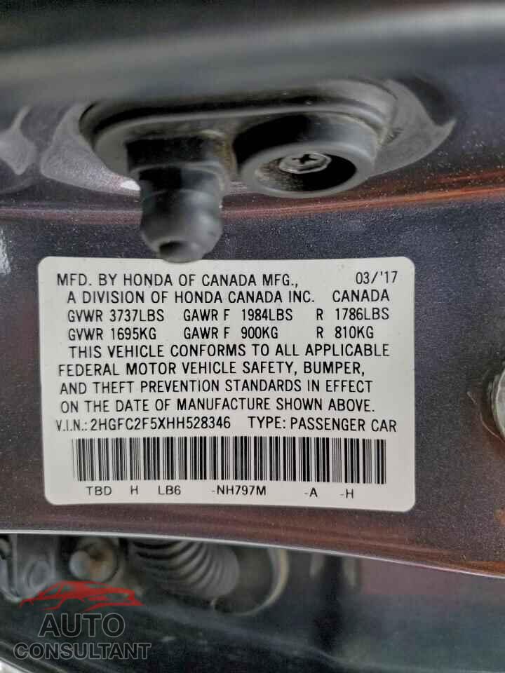 HONDA CIVIC 2017 - 2HGFC2F5XHH528346