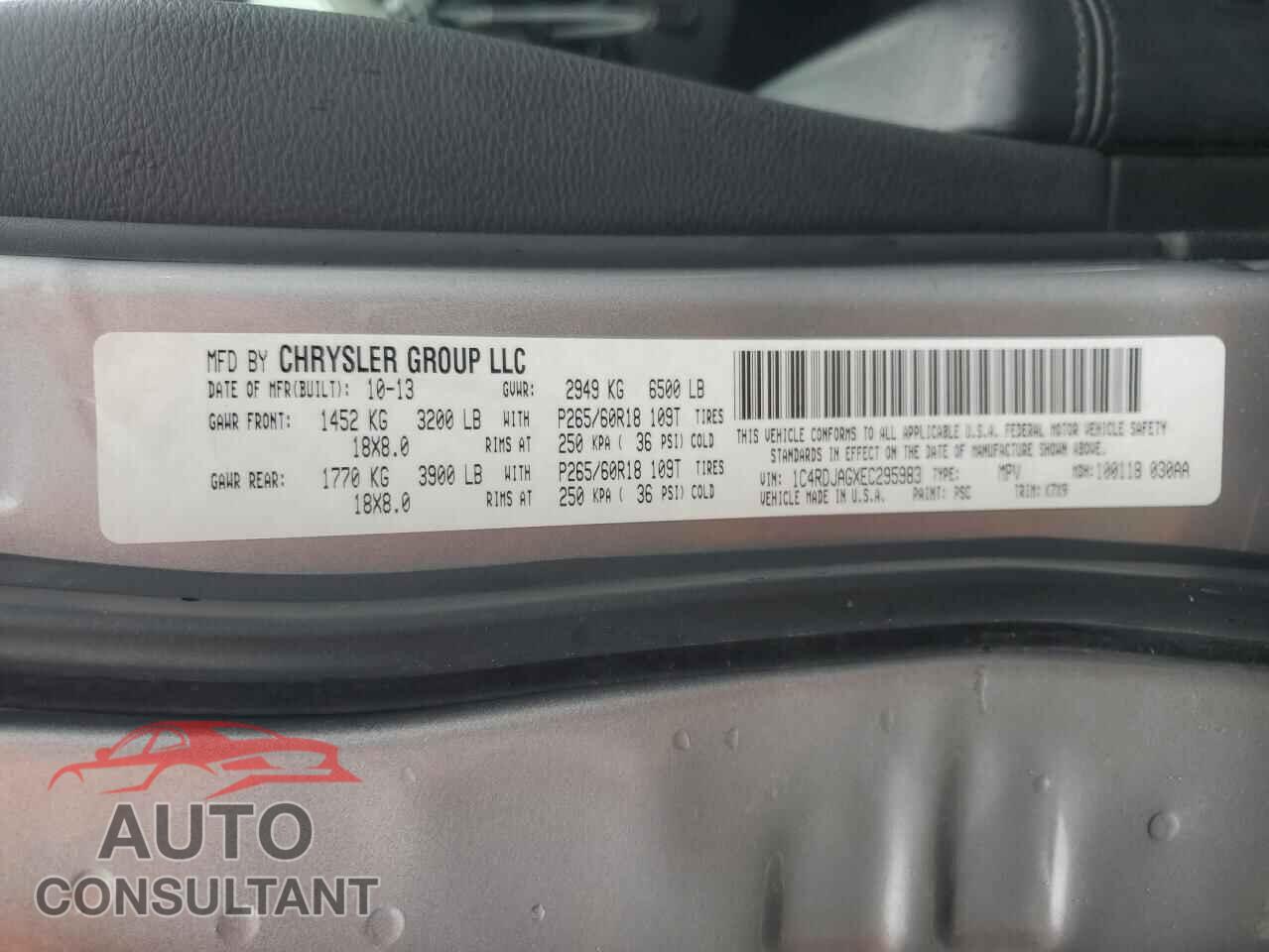 DODGE DURANGO 2014 - 1C4RDJAGXEC295983