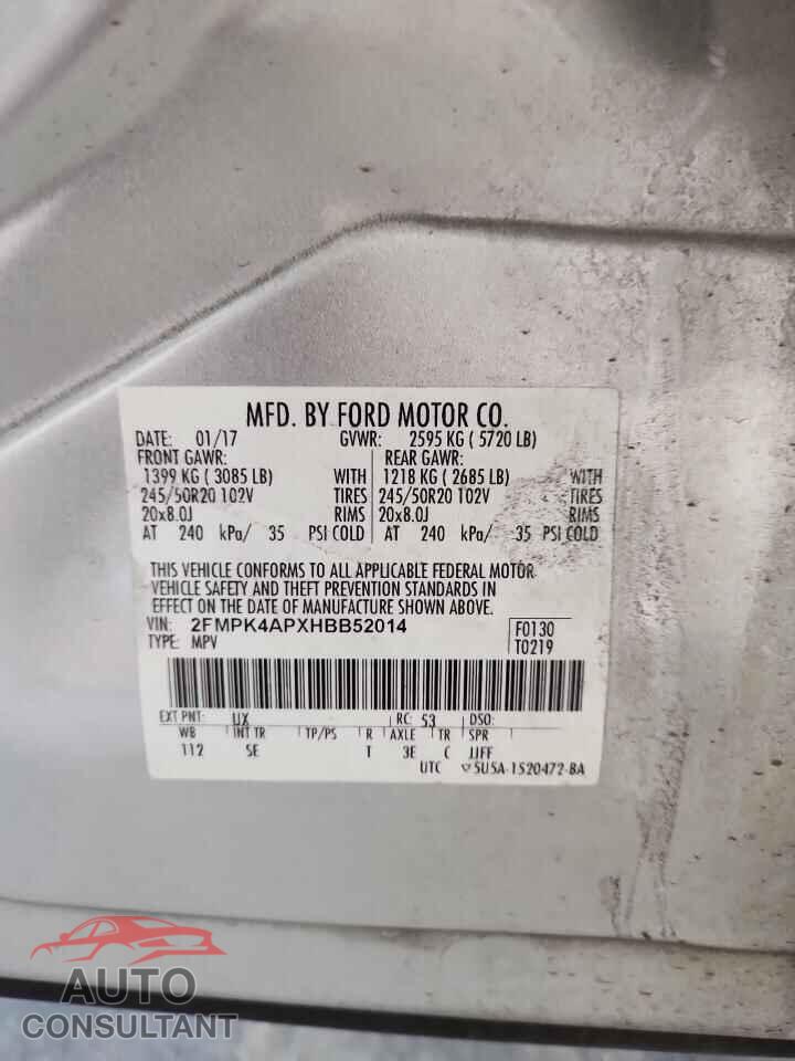 FORD EDGE 2017 - 2FMPK4APXHBB52014