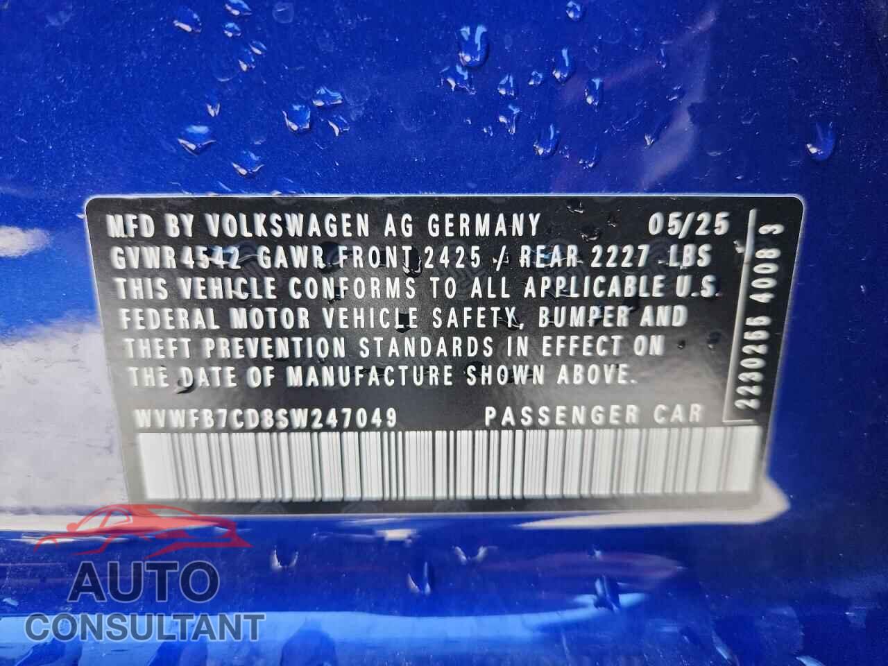 VOLKSWAGEN GOLF 2025 - WVWFB7CD8SW247049