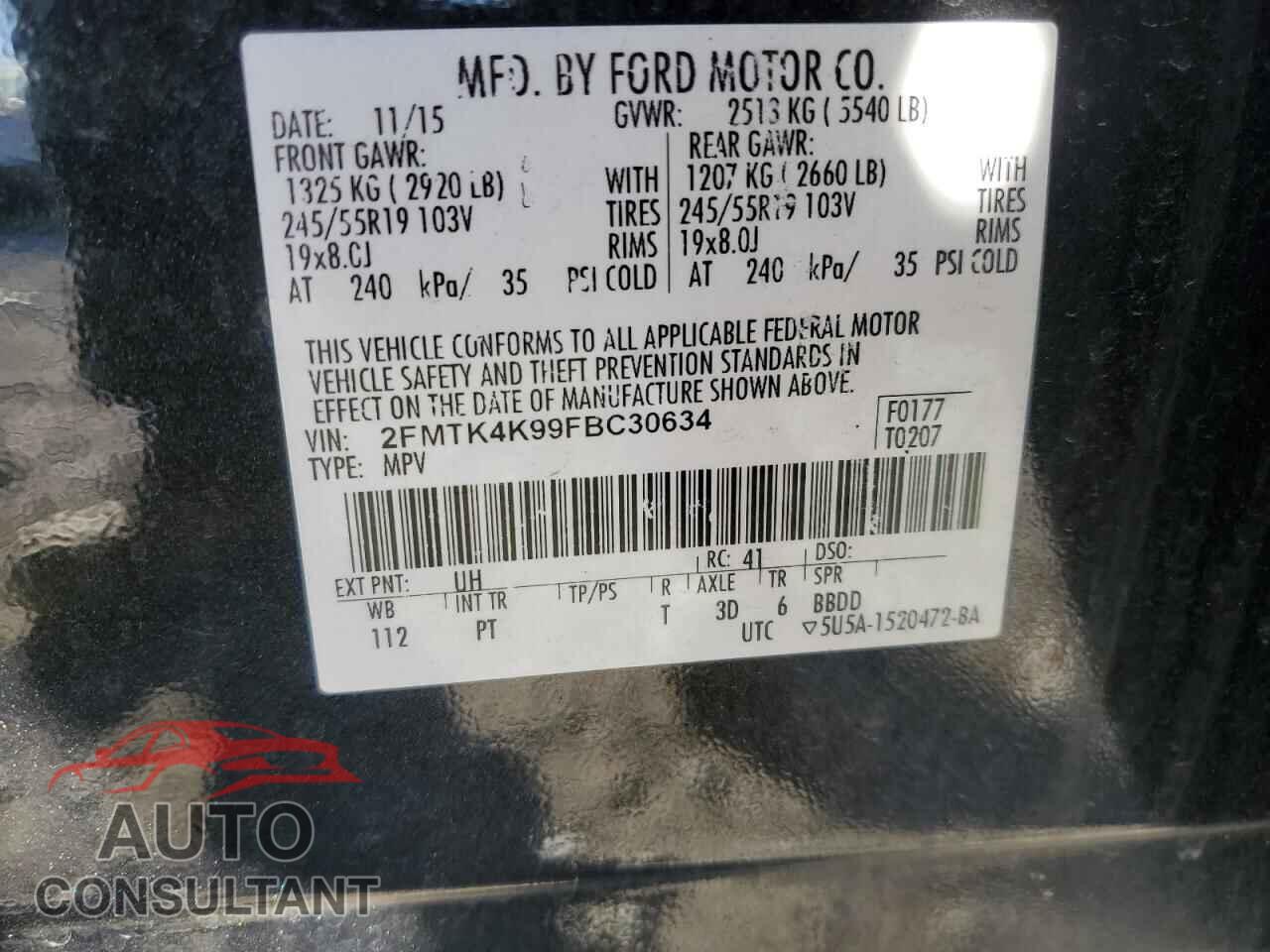 FORD EDGE 2015 - 2FMTK4K99FBC30634