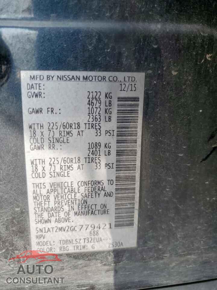 NISSAN ROGUE 2016 - 5N1AT2MV2GC779421