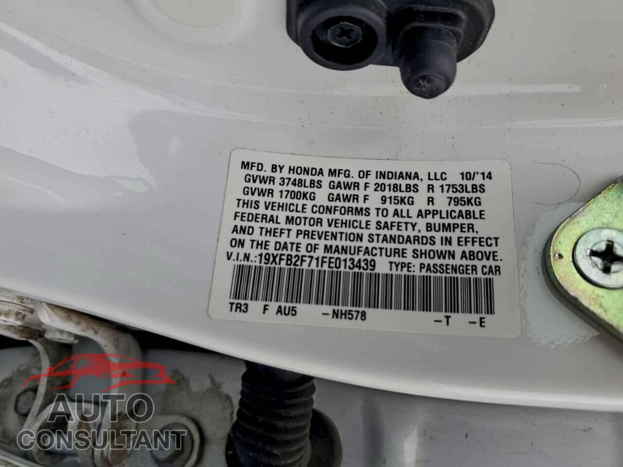 HONDA CIVIC 2015 - 19XFB2F71FE013439