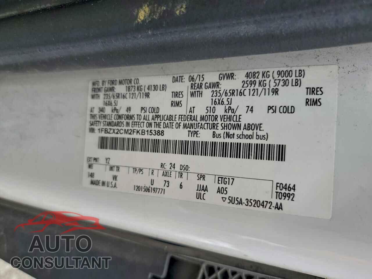 FORD TRANSIT 2015 - 1FBZX2CM2FKB15388