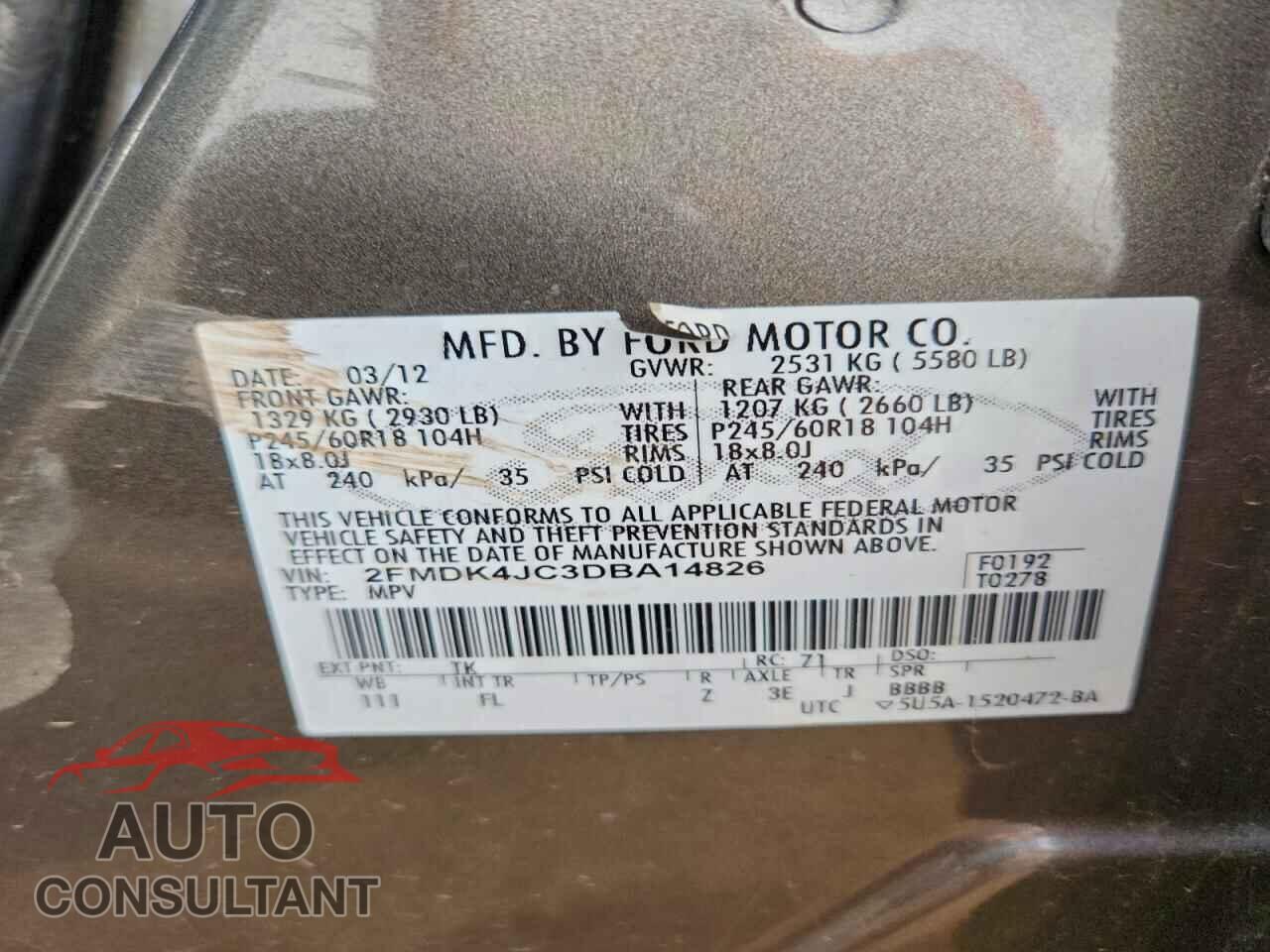 FORD EDGE 2013 - 2FMDK4JC3DBA14826