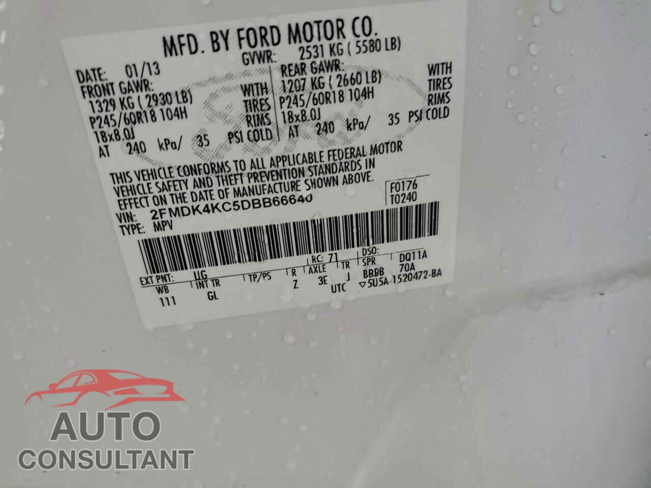 FORD EDGE 2013 - 2FMDK4KC5DBB66640