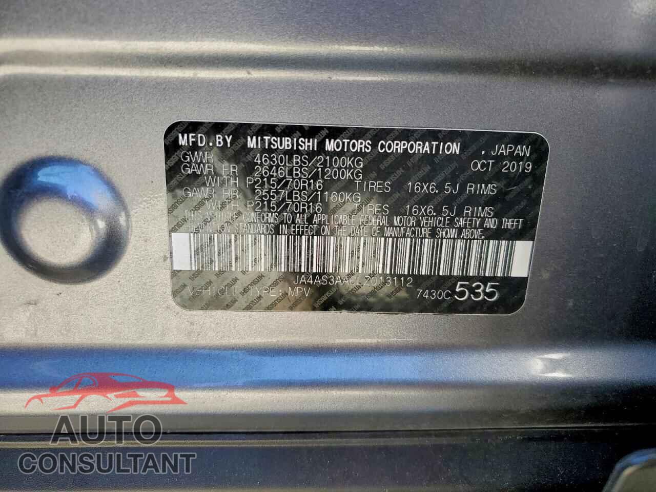 MITSUBISHI ECLIPSE 2020 - JA4AS3AA6LZ013112