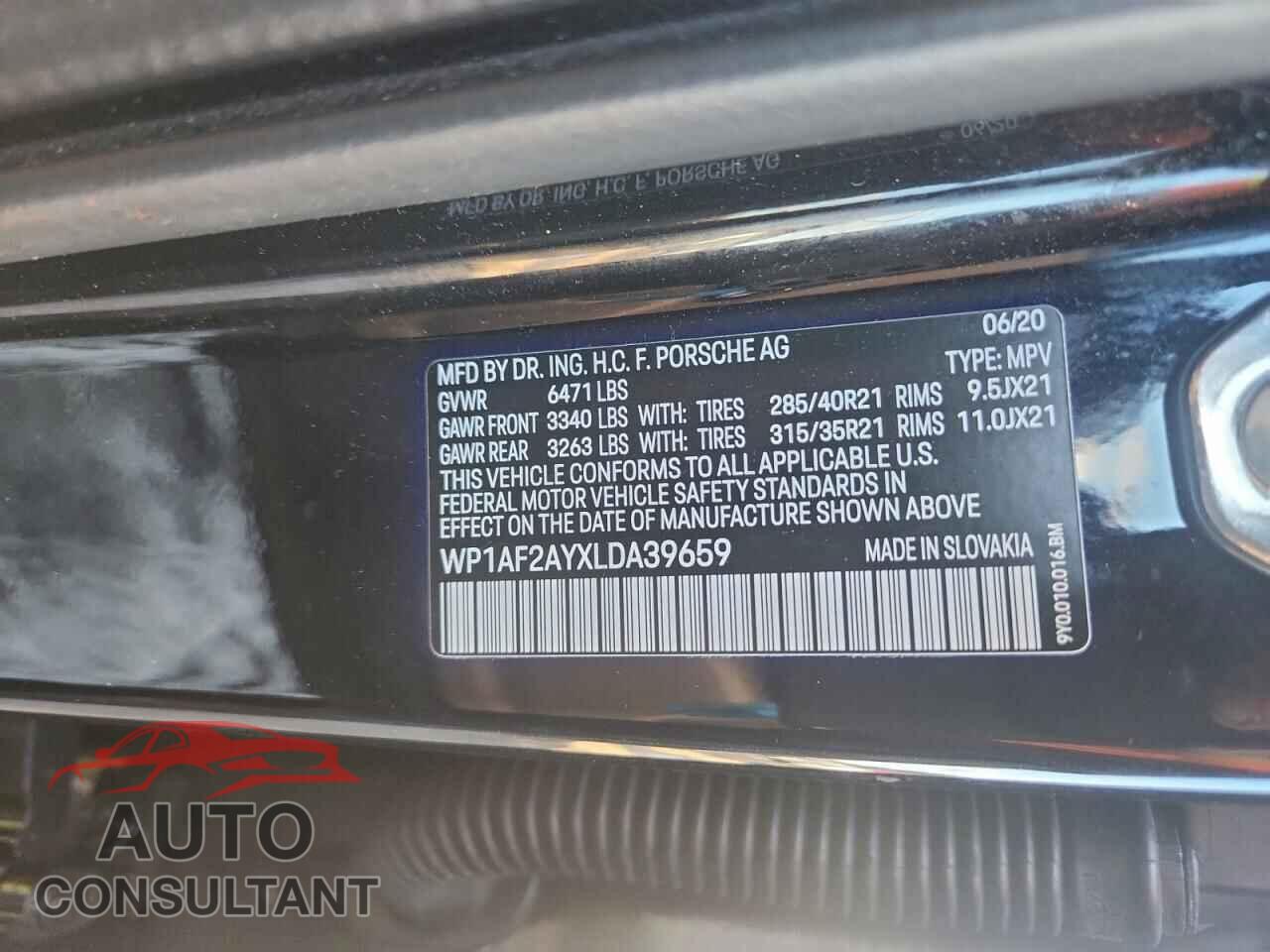 PORSCHE CAYENNE 2020 - WP1AF2AYXLDA39659