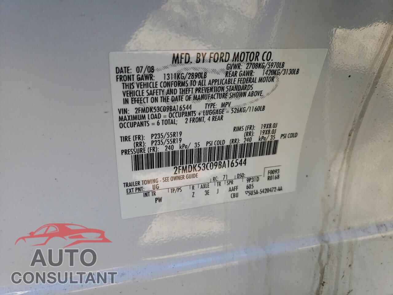 FORD FLEX 2009 - 2FMDK53C09BA16544