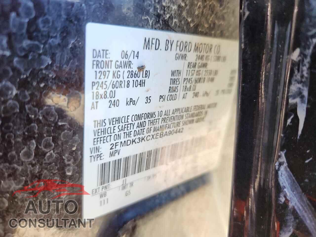 FORD EDGE 2014 - 2FMDK3KCXEBA90442