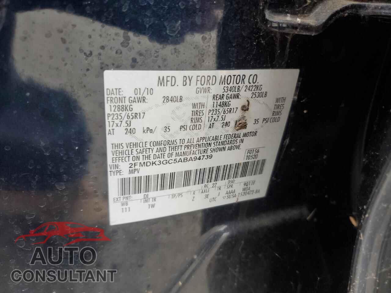 FORD EDGE 2010 - 2FMDK3GC5ABA94739
