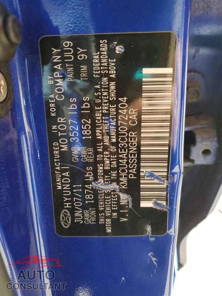 HYUNDAI ACCENT 2012 - KMHCU4AE3CU072404