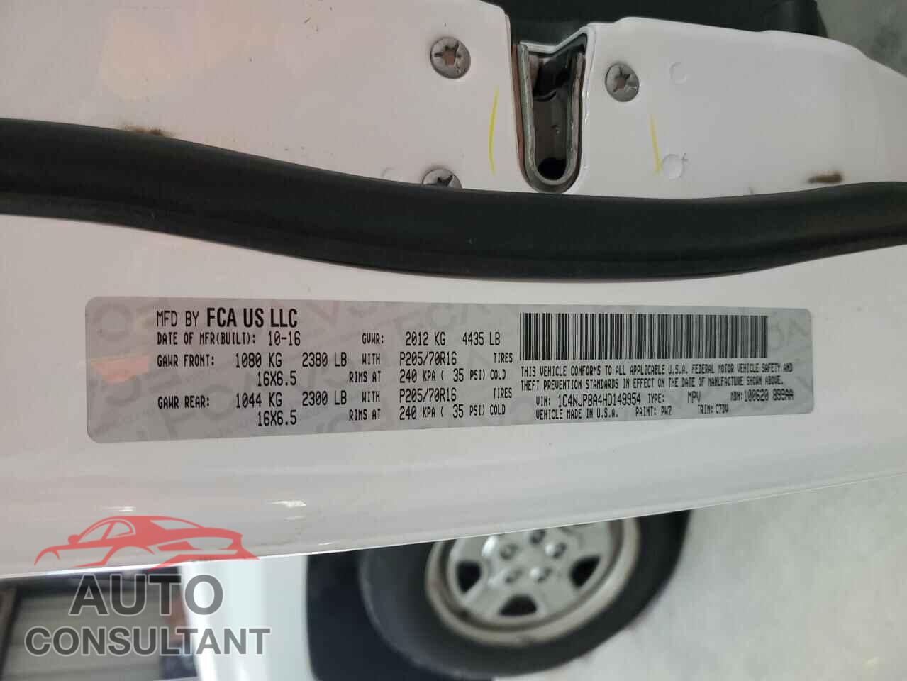 JEEP PATRIOT 2017 - 1C4NJPBA4HD149954