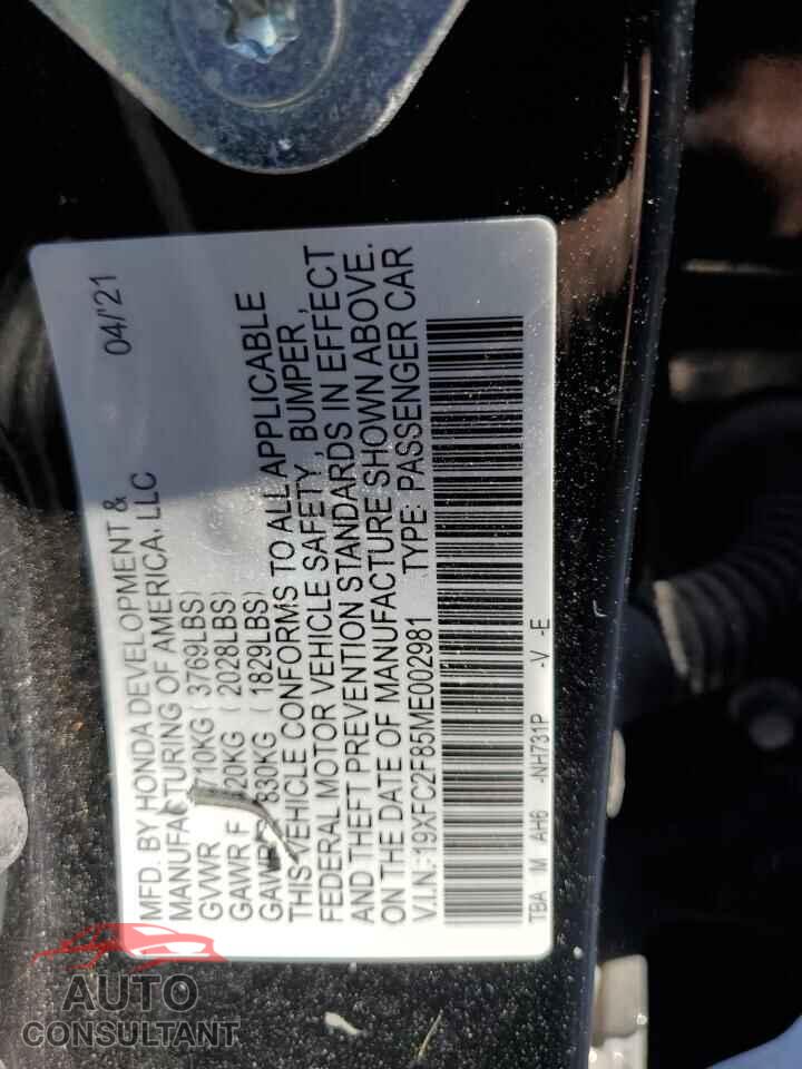 HONDA CIVIC 2021 - 19XFC2F85ME002981