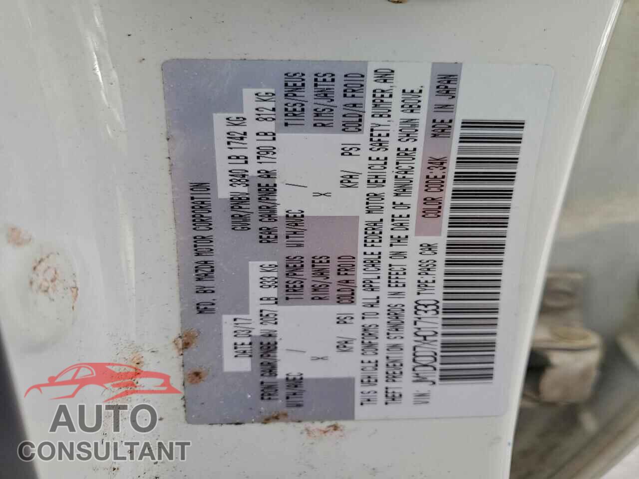 MAZDA CX-3 2017 - JM1DKDD7XH0171330