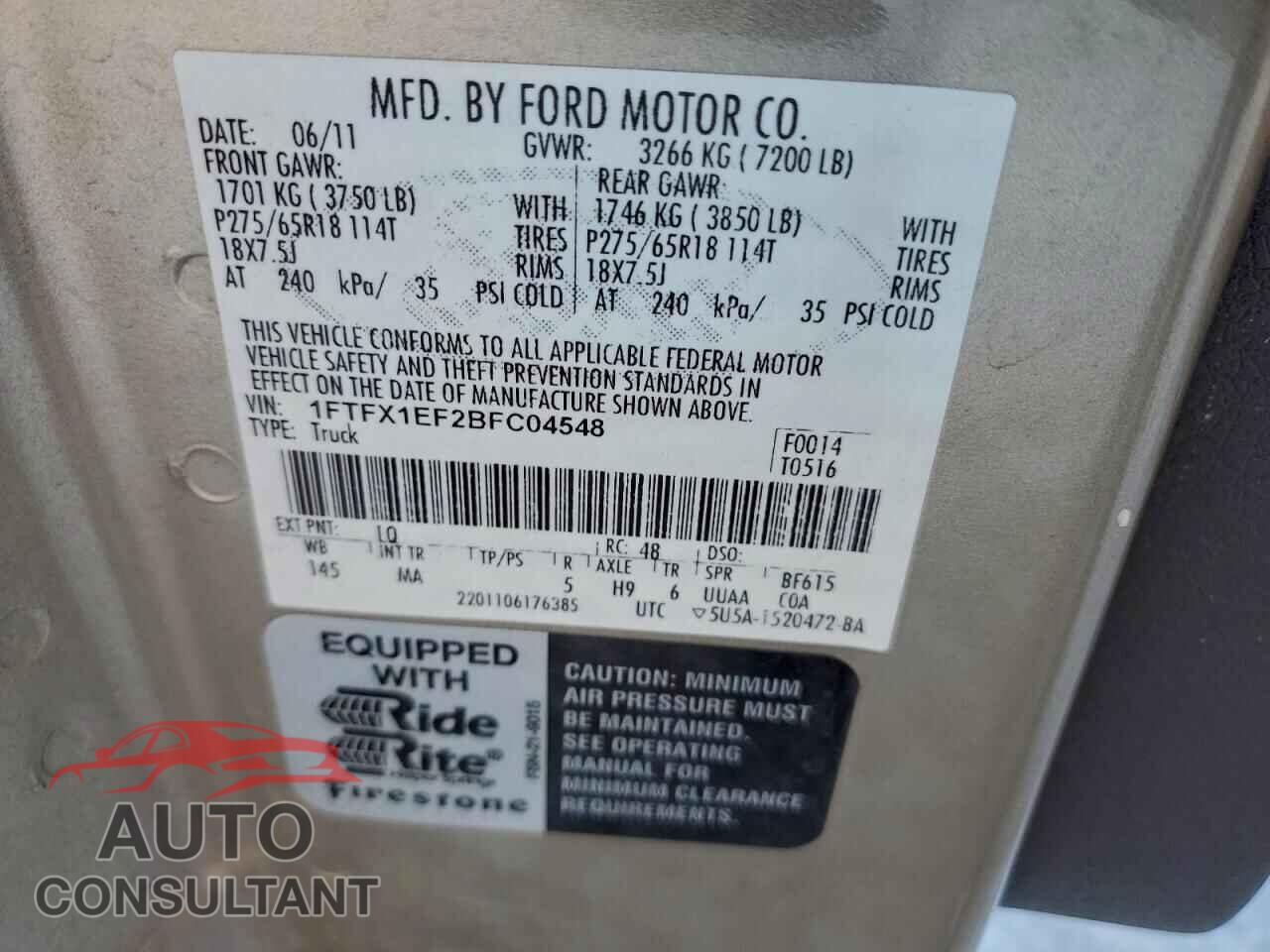 FORD F-150 2011 - 1FTFX1EF2BFC04548