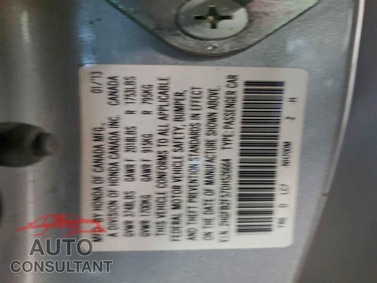 HONDA CIVIC 2013 - 2HGFB2F57DH526664