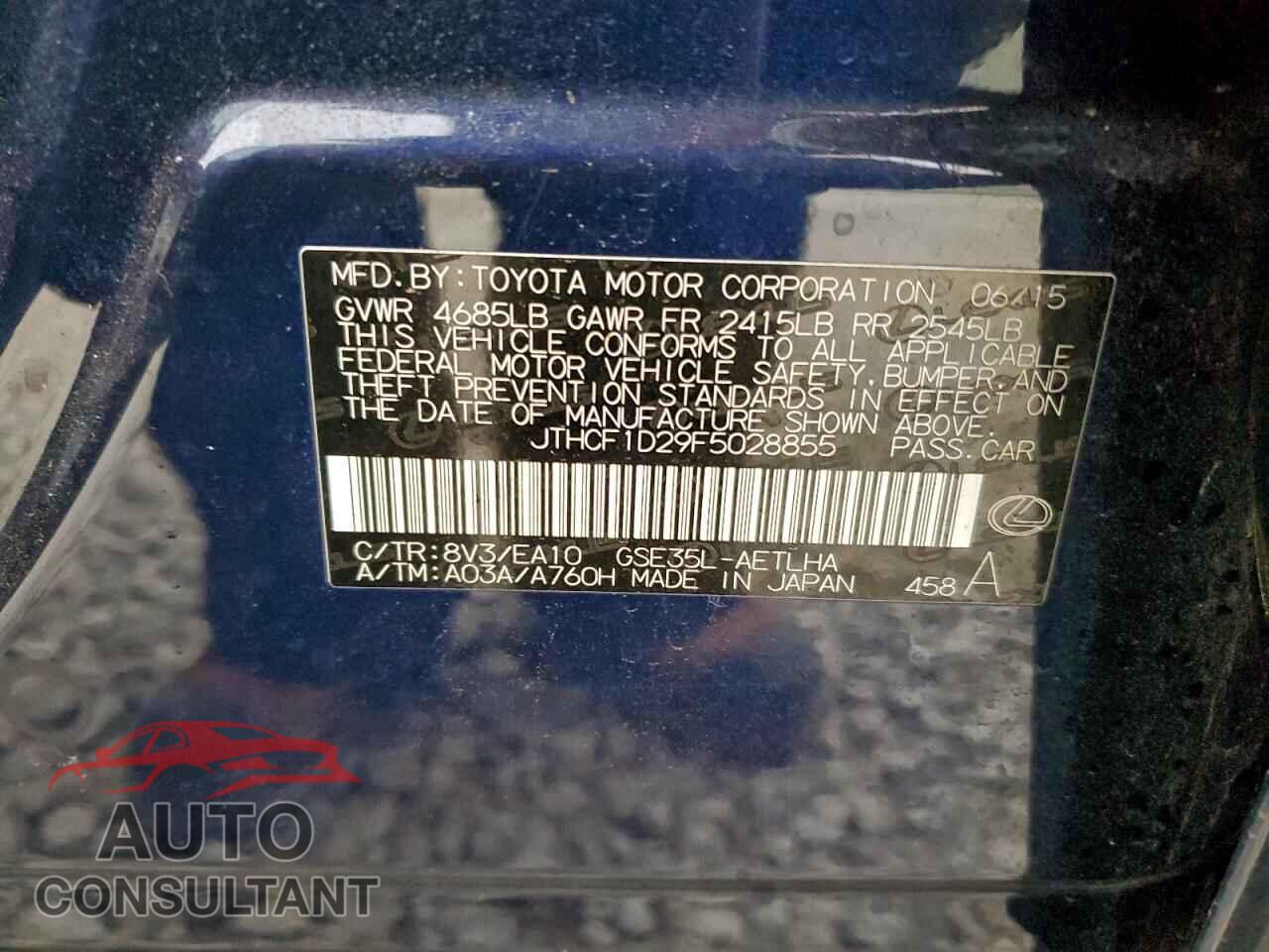 LEXUS IS 2015 - JTHCF1D29F5028855