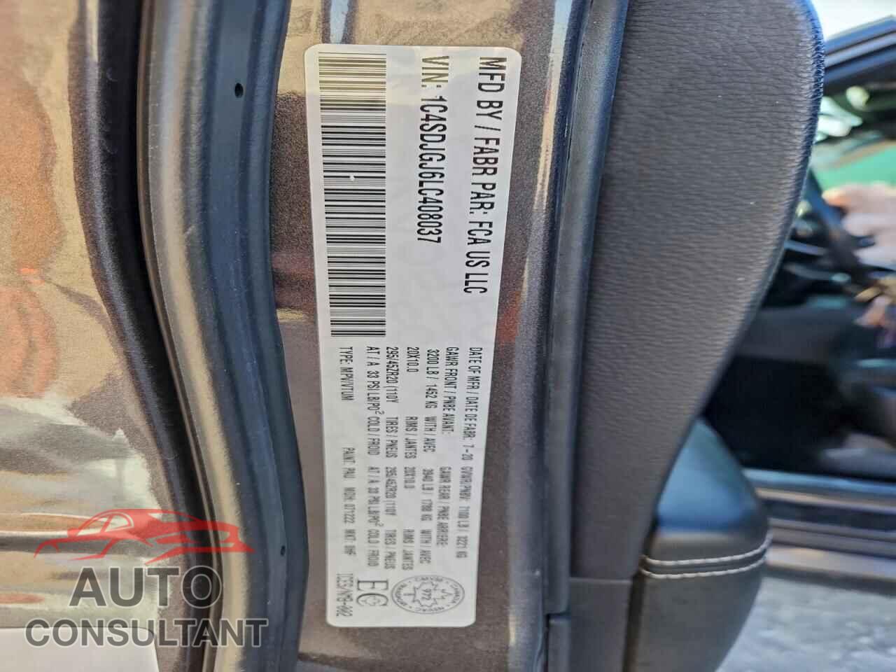 DODGE DURANGO 2020 - 1C4SDJGJ6LC408037