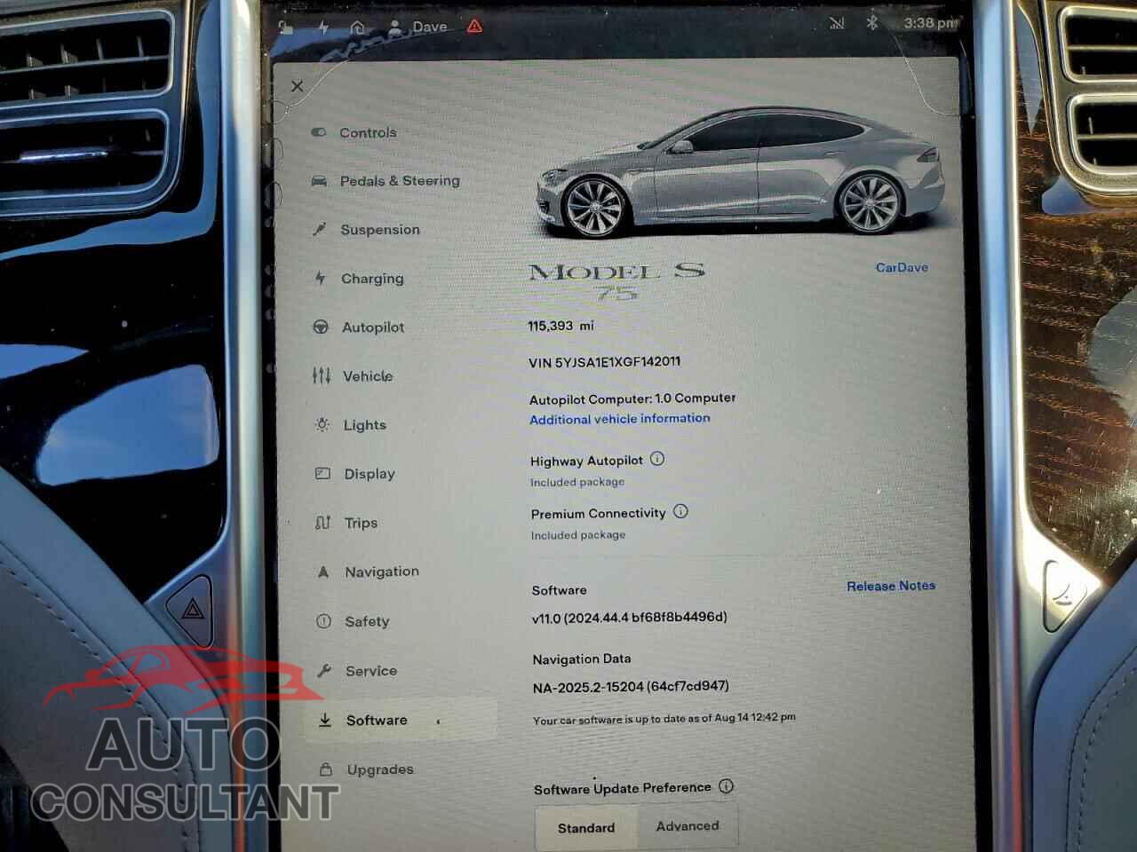 TESLA MODEL S 2016 - 5YJSA1E1XGF142011