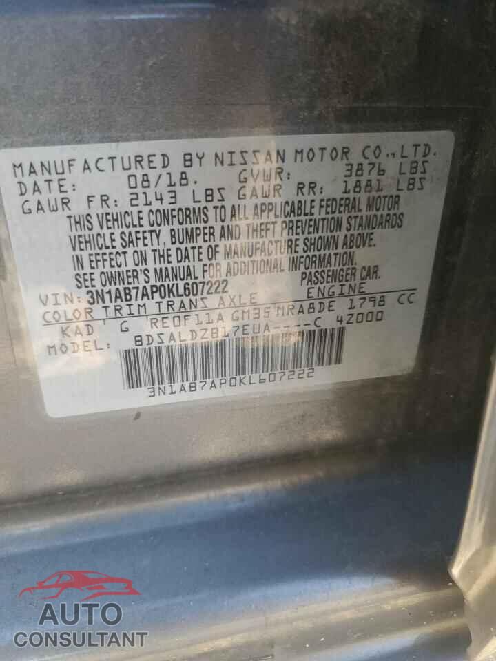 NISSAN SENTRA 2019 - 3N1AB7AP0KL607222