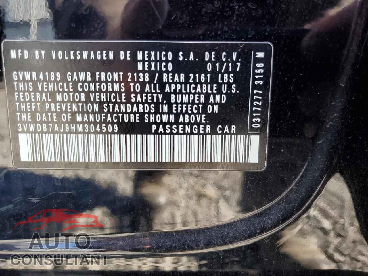 VOLKSWAGEN JETTA 2017 - 3VWDB7AJ9HM304509