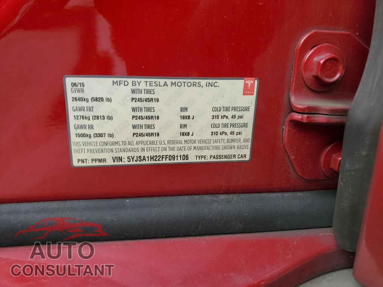 TESLA MODEL S 2015 - 5YJSA1H22FF091106