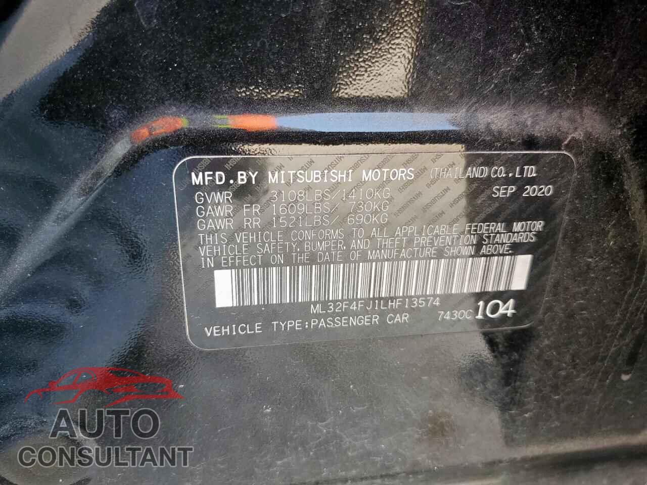 MITSUBISHI MIRAGE 2020 - ML32F4FJ1LHF13574