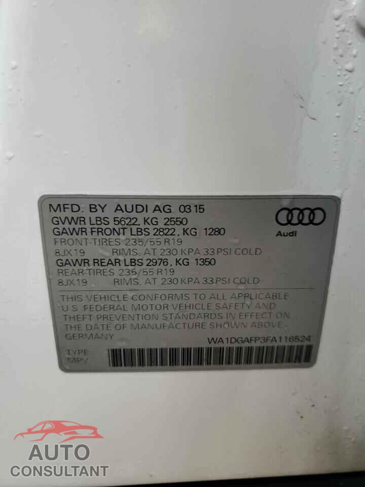 AUDI Q5 2015 - WA1DGAFP3FA116524
