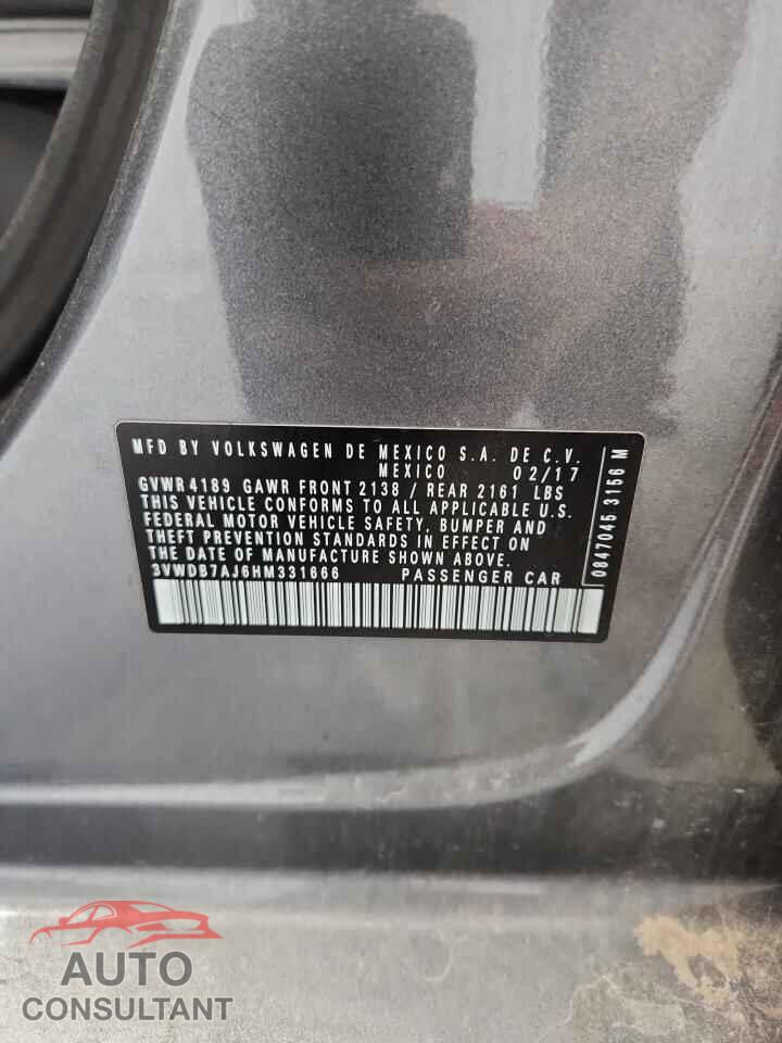 VOLKSWAGEN JETTA 2017 - 3VWDB7AJ6HM331666
