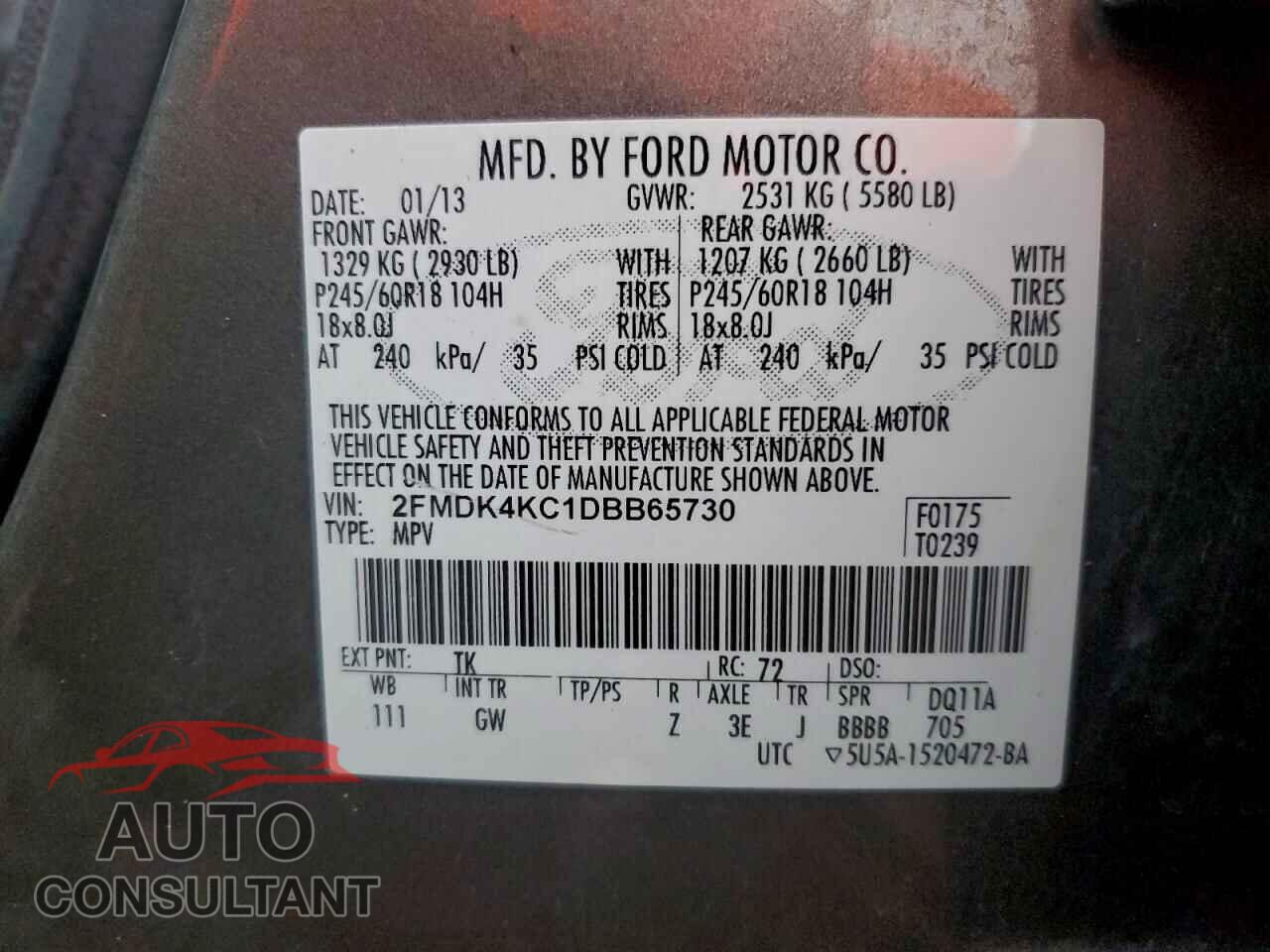 FORD EDGE 2013 - 2FMDK4KC1DBB65730