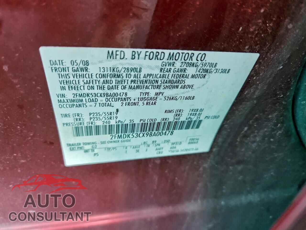 FORD FLEX 2009 - 2FMDK53CX9BA00478
