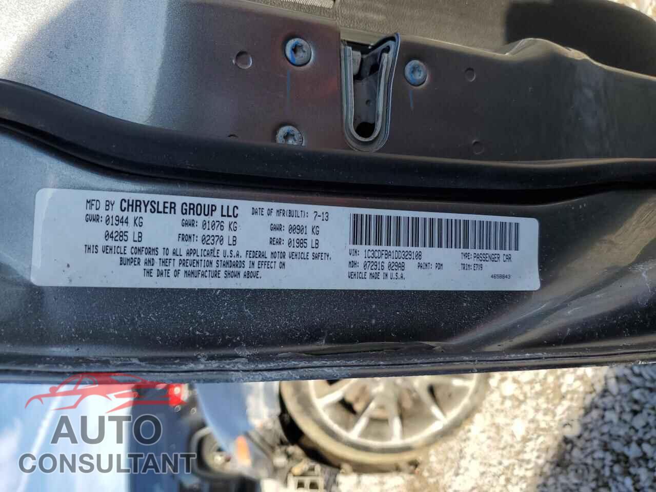 DODGE DART 2013 - 1C3CDFBA1DD329108