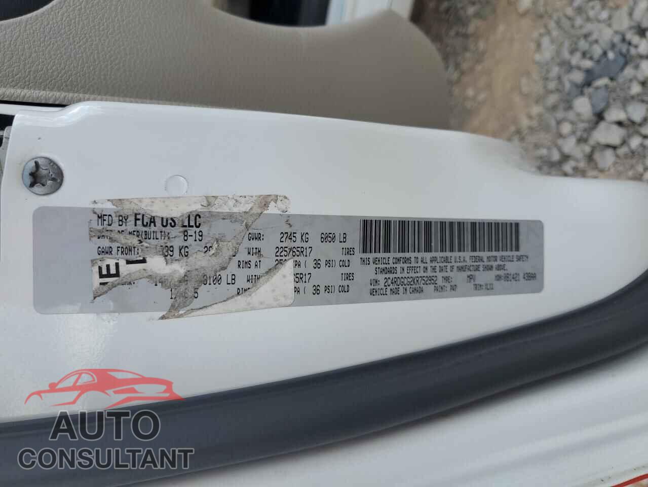 DODGE CARAVAN 2019 - 2C4RDGCG2KR752952