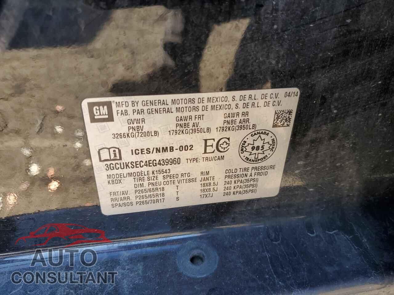 CHEVROLET ALL Models 2014 - 3GCUKSEC4EG439960