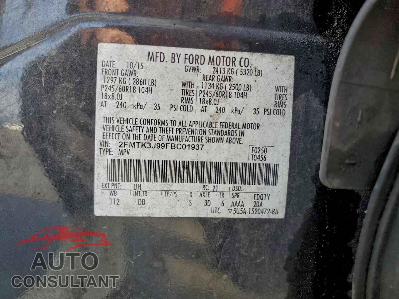 FORD EDGE 2015 - 2FMTK3J99FBC01937