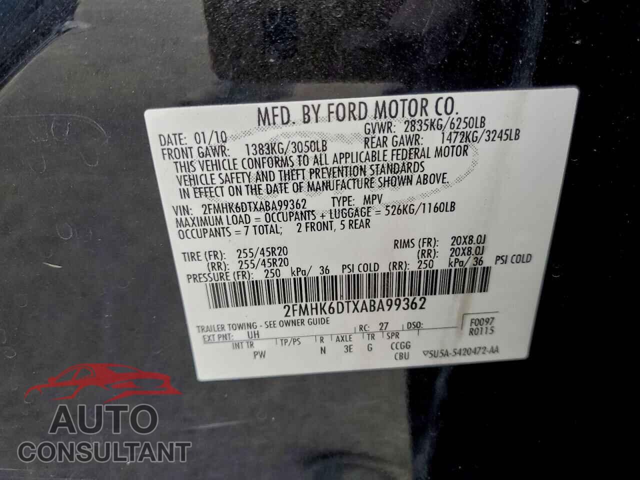 FORD FLEX 2010 - 2FMHK6DTXABA99362